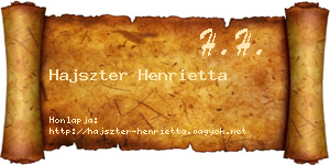 Hajszter Henrietta névjegykártya